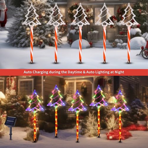 Solar Christmas Tree Pathway Lights Outdoor Decorations