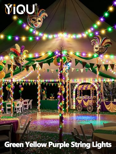 200 LED Extendable Green Yellow Purple Mardi Gras Lights Outdoor Indoor