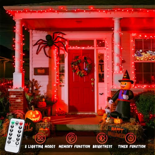33ft 100 LED Red Halloween Lights with 8 Modes Remote (100 Count)