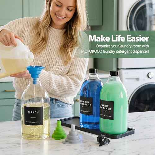 3 Pack Black Liquid Laundry Detergent Dispenser with Bamboo Tray