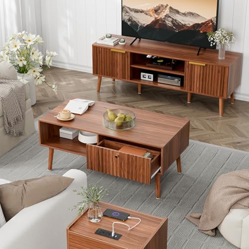 Coffee Table with Fluted Drawer