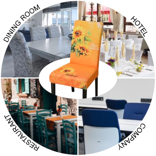 Sunflower Chair Covers for Dining Room Set of 6