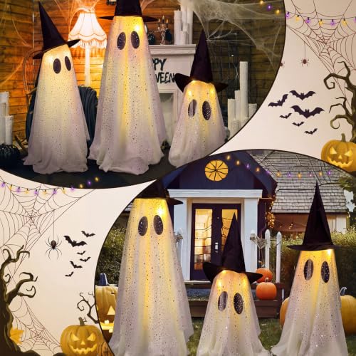 3 Pcs Halloween Decorations Outdoor Light up Ghost with Lights