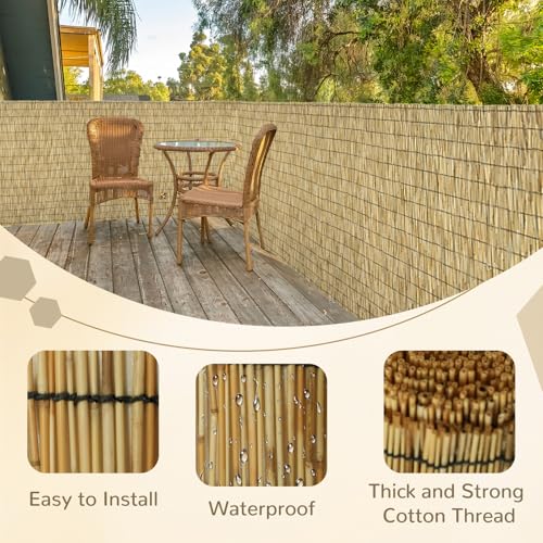 Natural 5FT X16.4FT Reed Fencing Roll Bamboo Privacy Fence Screen (82 Sq Ft)
