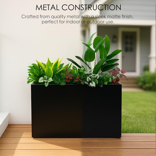 30”Lx12”Wx24”H Metal Planter Box Indoor Outdoor