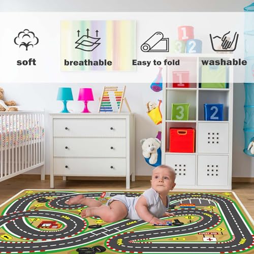 Kids Rug Playmat City Life Playroom Rug Activity Mat for Kids Toy Car Kids Carpet for Playroom Living Room (16.25 Sq Ft)
