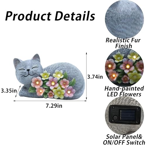 Solar Cat Garden Statue