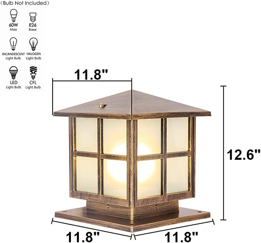 SLAWA Outdoor Post Lights Fixture, Modern Yard Entry Outdoor Column Lights with Aluminum Housing, Patio Pillar Lights Outdoor with Tempered Glass, IP65 Waterproof