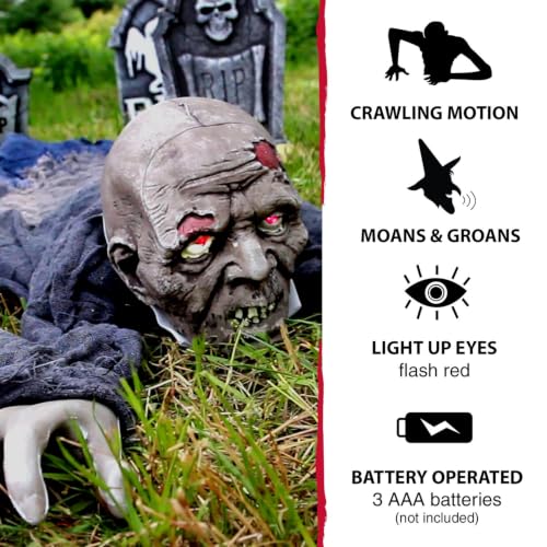 55" Crawling Zombie Halloween Animatronic (55" Crawling Zombie)
