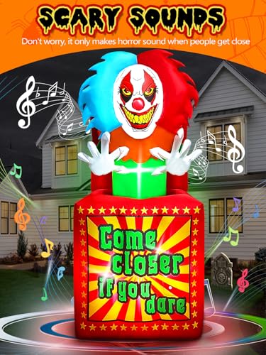 6.6 FT Halloween Inflatables Animated Clown with Music