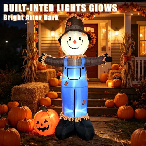8 FT Fall Inflatables Scarecrow Decorations (Blue)