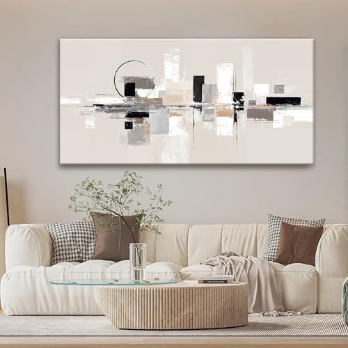 Abstract Wall Art Black White Wall Art Painting Grey Brown Canvas Art Wall Decor Prints Minimalist Abstract Wall Decor For Living Room Bedroom Kitchen Office Home Decoration 24" × 48"