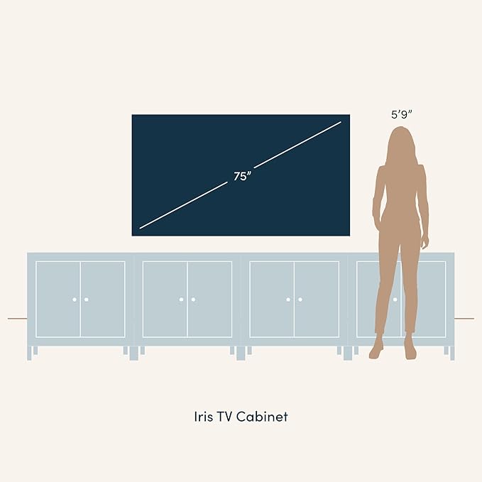 Nathan James Iris Mid-Century Modern Credenza, Light Brown TV Stand, Living Room Wood Storage Cabinet with Arched Cabinet Doors, White Oak, Set of 4