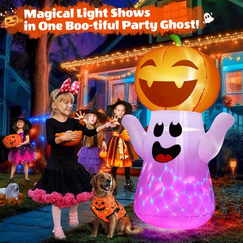 5FT Halloween Inflatables Pumpkin Ghost Built