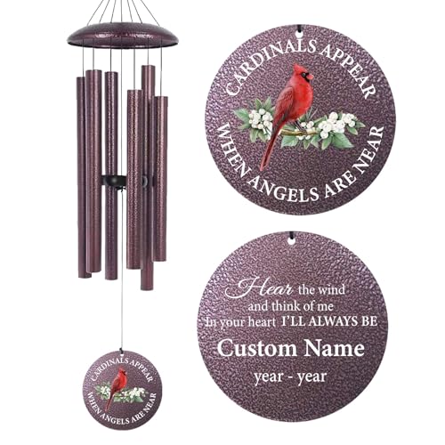 30"/36"/45" Wind Chimes for Memorial Loss Loved One Mom Dad Husband Wife, Personalized Deep Tone Wind Chime for Sympathy Remembrance Bereavement Produced in Texas