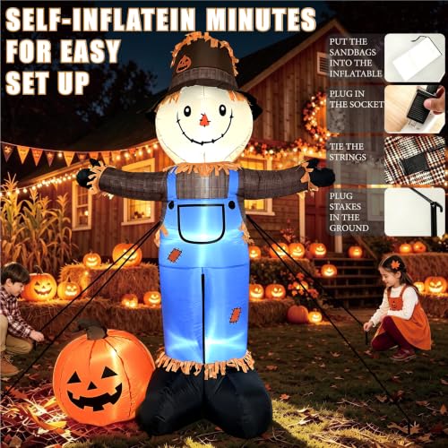 8 FT Fall Inflatables Scarecrow Decorations (Blue)