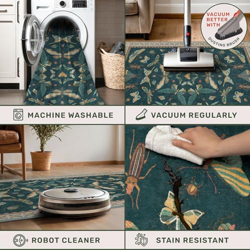 Oriental Blue and Green Area Rugs for Living Room 6x9 (54 Sq Ft)