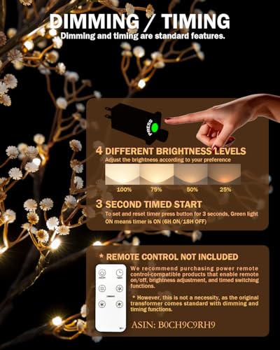 5ft Lighted Baby's Breath Tree with 128 Warm White LED Lights