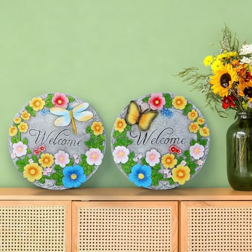 2 Pack Garden Stepping Stones Outdoor 10 Inch Round Cement Stepping Stones (2 Count)