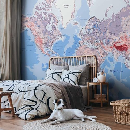 Wall Mural World Map 96x69 in (46.17 Sq Ft)