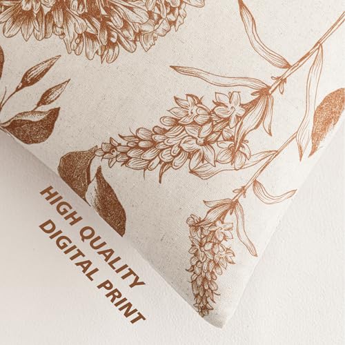Set of 2 Linen Floral Throw Pillow Covers Vintage Accent Print Decorative Cozy Cushion Covers Farmhouse Boho Home Decor for Sofa Chair Couch Bedroom Living Room (2 Count)
