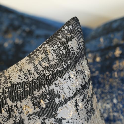 Charcoal Champagne Metallic Jacquard Lumbar Pillow Cover 12x20 Velvet Back Modern Glam Sofa Decor