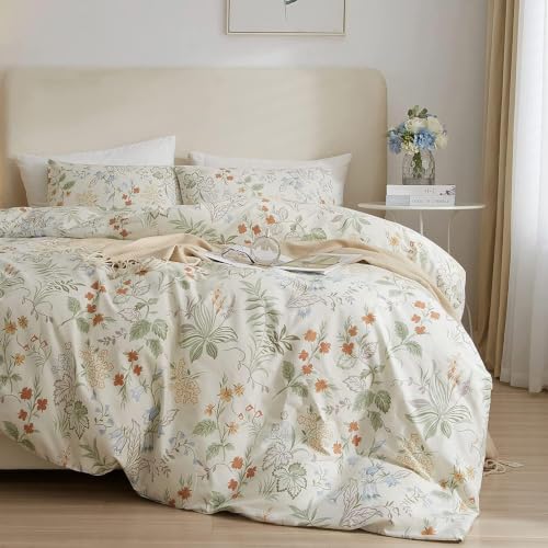 Garden Floral King Comforter Set Chic Flower Leaves Print