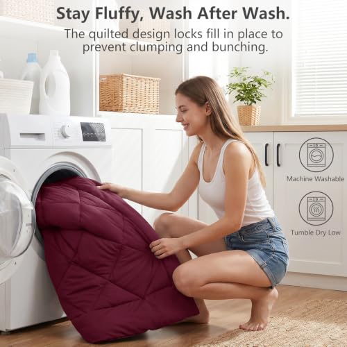 Queen Comforter Set with Sheets Burgundy