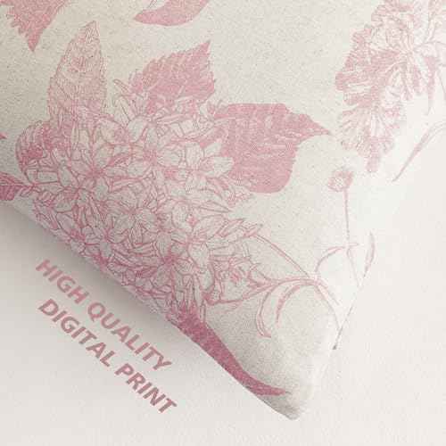 Set of 2 Linen Floral Throw Pillow Covers Neutral Vintage Print Decorative Cozy Cushion Covers Farmhouse Boho Home Decor for Sofa Chair Couch Bedroom Living Room