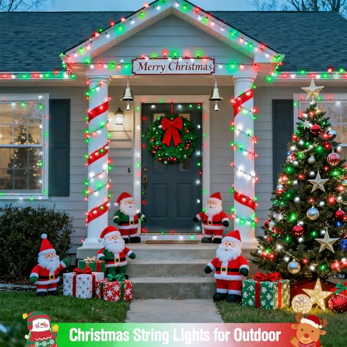 66ft 200 LED Red White and Green Christmas Lights Plug in (66 Foot)