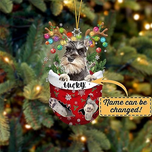 Grey Miniature Schnauzer Dog Christmas Ornament
