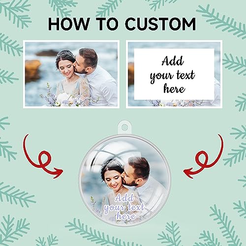 Personalized Christmas Ornaments 2025 Wood Custom Picture Text Hanging Ornament Customized Christmas Tree Decorations Keepsake Gift for Family Couples Xmas Tree Home Decor