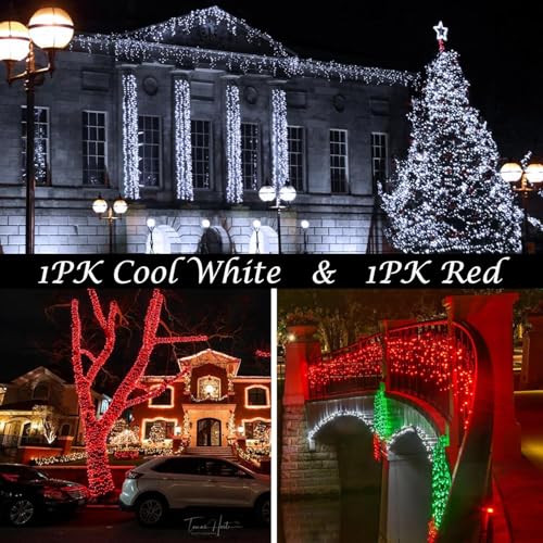 2pack 500LED Solar String Lights Outdoor Waterproof Red & White (1800.98 Foot)