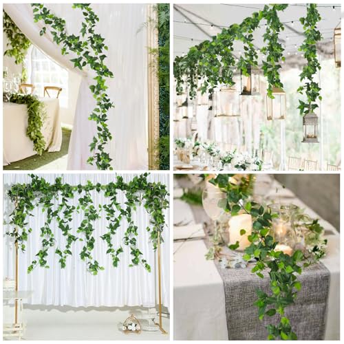 6Pc Fake Vines Artificial Ivy Garland Silk Pothos Leaf Plants 6.3Ft (37.8 Foot)