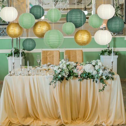 21 Pack Sage Green Paper Lanterns (21 Count)