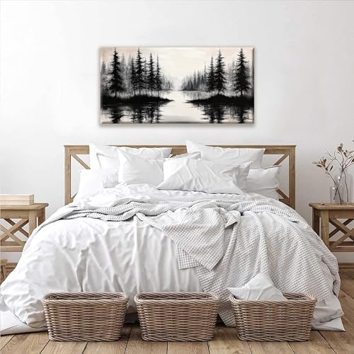 Canvas Art Wall Decor Print Modern Landscape Wall Art For Bedroom Modern Office Home Wall Decorations Forest River Landscape Paintings Pictures Artwork Aesthetic 20 X 40 In