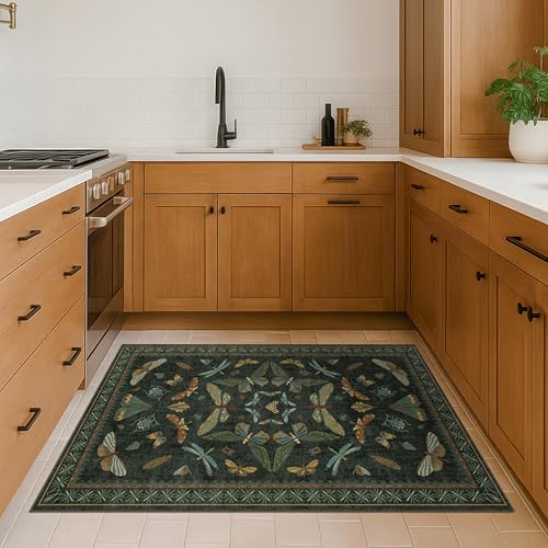 Green and Black Entryway Rug (15 Sq Ft)