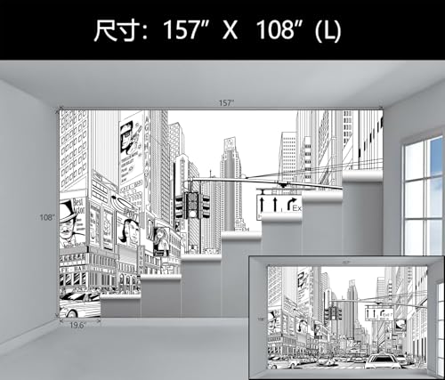 Black White New York City Peel and Stick Wallpaper Mural for Bedroom