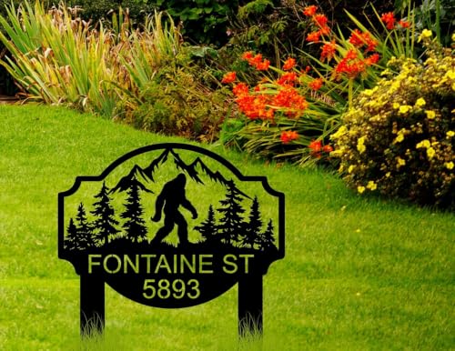 Custom Bigfoot Metal Address Sign with Stake