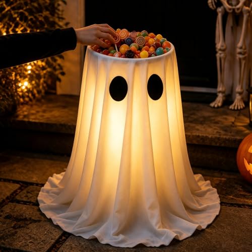 30" Glowing Ghost Candy Bowl Stand (LED-GHOST-CANDY-HOLDER)