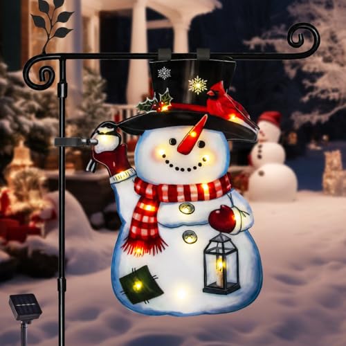 28x40 Lighted Christmas Snowman Garden Flag