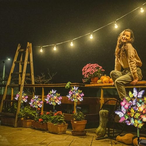 Solar Garden Lights Outdoor Waterproof Decorative Solar Lights Outdoor 8 Pack with 176 LED 136 Butterfly Flower Garden Decor Yard Decorations Patio Lawn (8 Count)