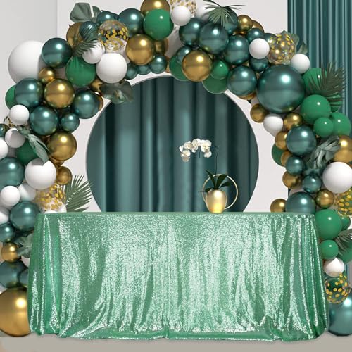 Sequin Tablecloth 60x120 Inch Green for Wedding Party