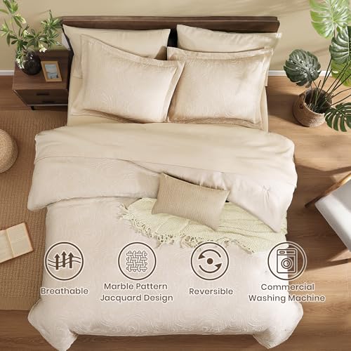 Full Size Comforter Set 7 Pieces Birch Marble Bed in a Bag
