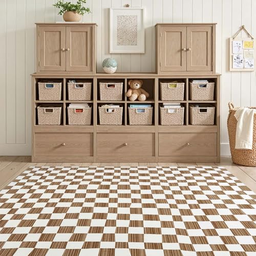4x6 Area Rug Washable Modern Checkered Rug for Kids Room (24 Sq Ft)