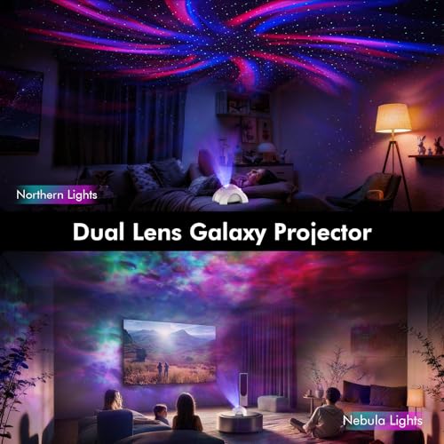 Dual Lens Galaxy Star Aurora Projector Night Light for Bedroom