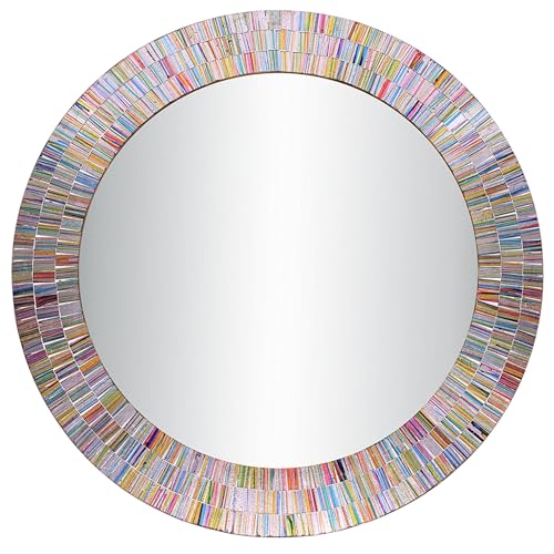 24" Round Rainbow Mosaic Wall Mirror