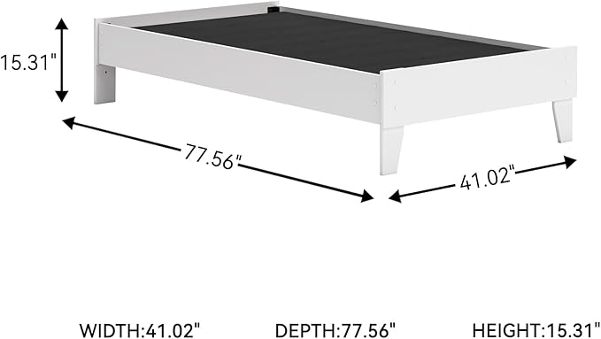 Signature Design by Ashley Socalle Coastal Twin Platform Bed with Metal Slats, No Box Spring Needed, White