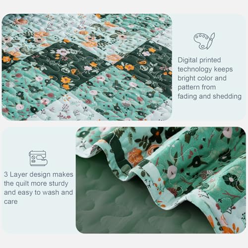 Reversible Boho Quilts Twin Size Green