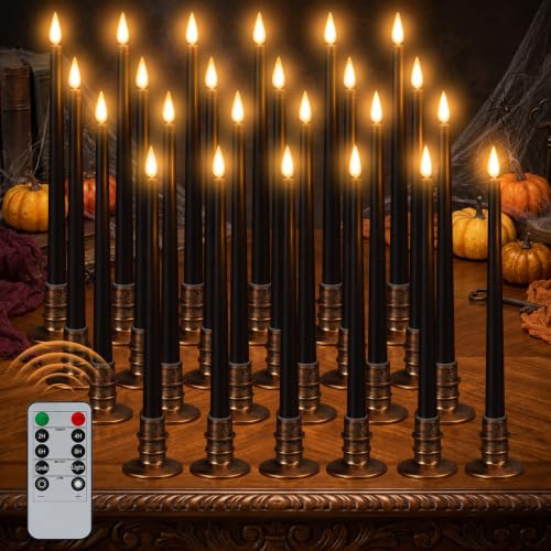 24 Pcs Halloween Black LED Flameless Candles with Remote (24 Count)